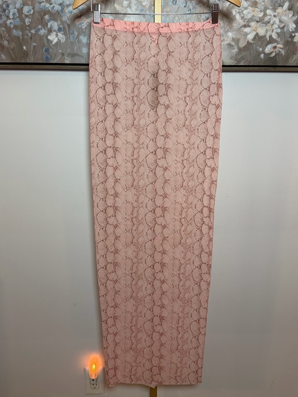 Skims Milky Sheer Long Skirt in Rose Pastel Snakeprint Size XS NWT - Picture 2 of 6